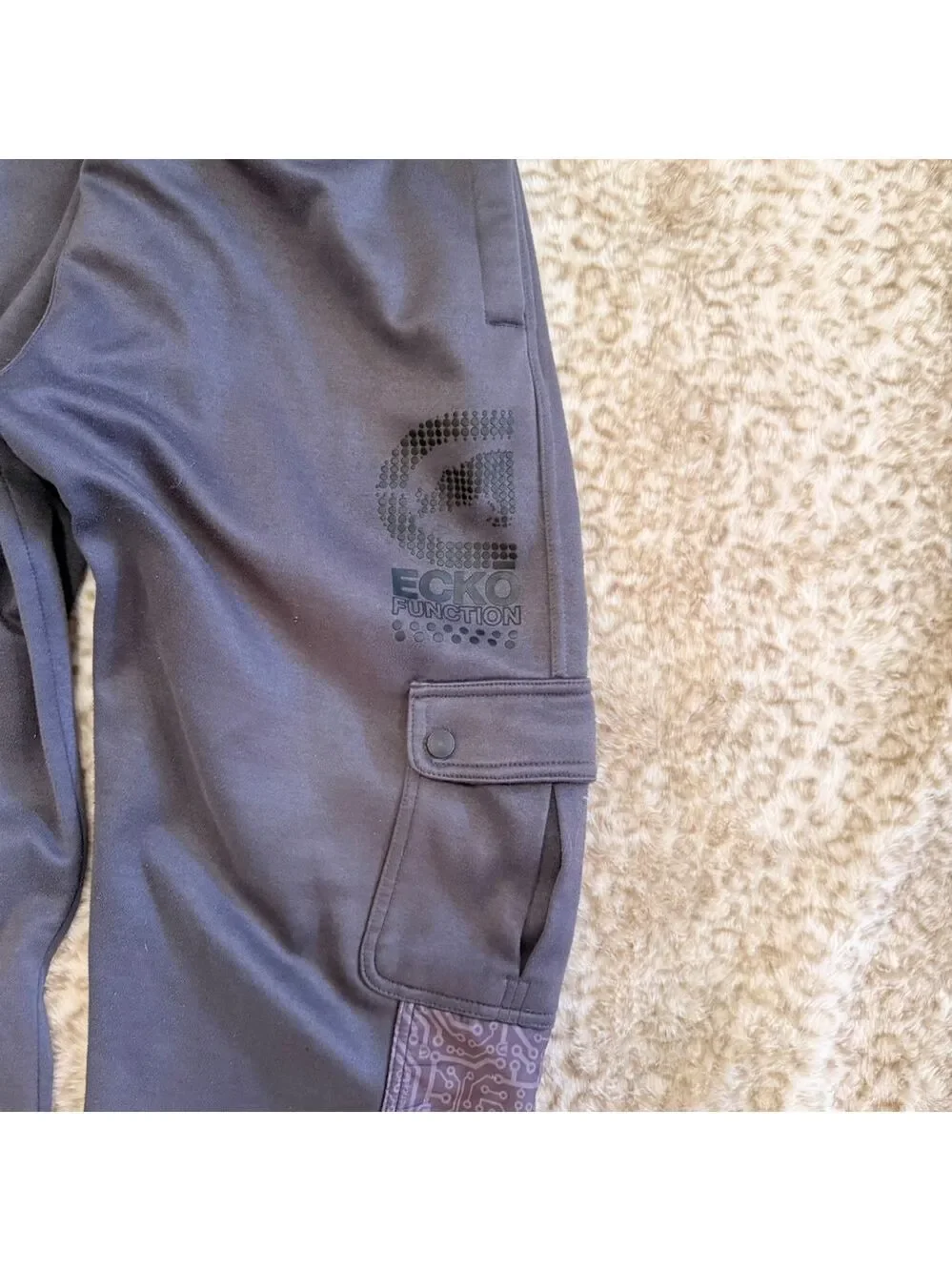 Ecko Function‎ Grey Tech Cargo Track Pants Baggy Cyber Y2K Gorpcore Mens Size S
